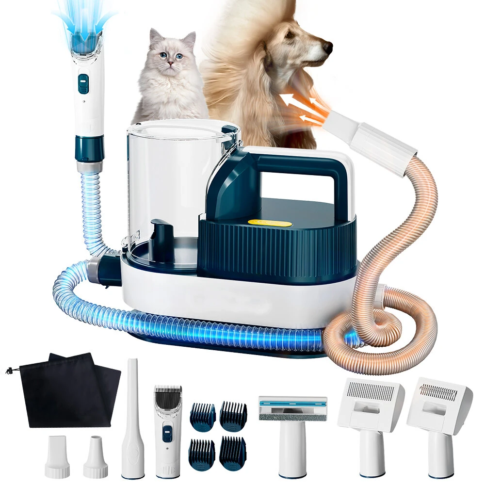 2.5LPet Grooming Vacuum,6 in 1 Dryer & Dog Grooming Vacuum with Ceramic Blades Clipper Tools for Dogs Cats (image for) 2.5LPet Grooming Vacuum,6 in 1 Dryer & Dog Grooming Vacuum with Ceramic Blades Clipper Tools for Dogs Cats